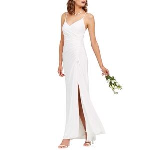 Adrianna Papell Ivory Ruched  Evening Gown Jersey Knit Wedding Dress Size 18
